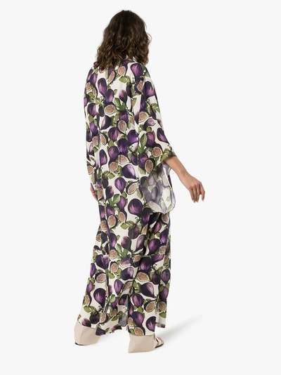 Shop Adriana Degreas Kimono Mit Feigen-print In White/purple