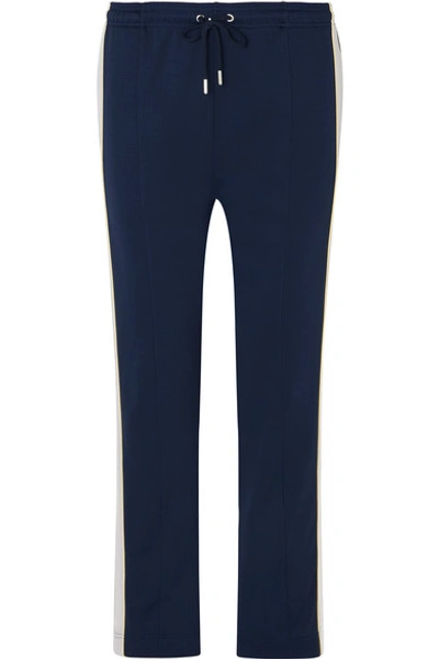 Shop Alexa Chung Striped Stretch Cotton-blend Jersey Track Pants In Navy