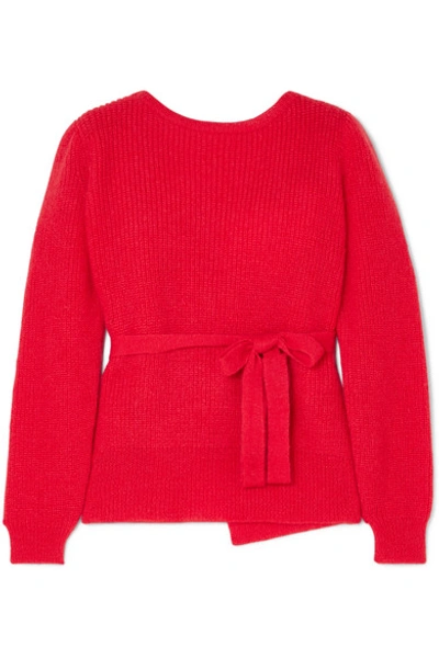 Shop Alexa Chung Open-back Mohair-blend Wrap Sweater In Red