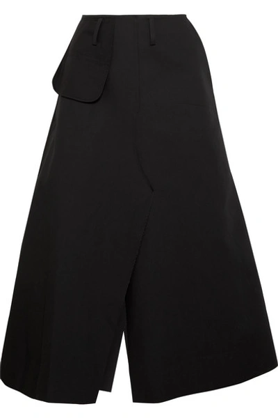 Shop A.w.a.k.e. Belted Cotton-twill Midi Skirt In Black