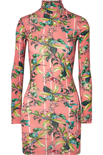 Shop Vetements Floral-print Stretch-jersey Mini Dress In Pink