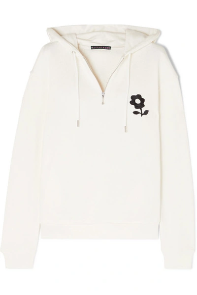 Shop Alexa Chung Embroidered Cotton-jersey Hoodie In White