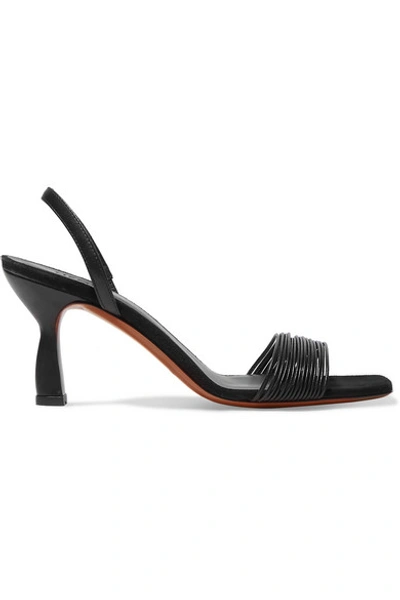 Shop Neous Dilema Leather Slingback Sandals In Black