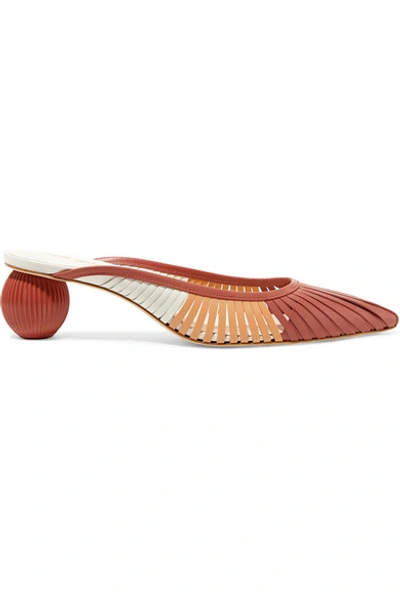 Shop Cult Gaia Alia Color-block Leather Mules In Papaya