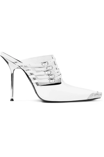 Shop Alexander Wang Minna Metal-trimmed Mules In White