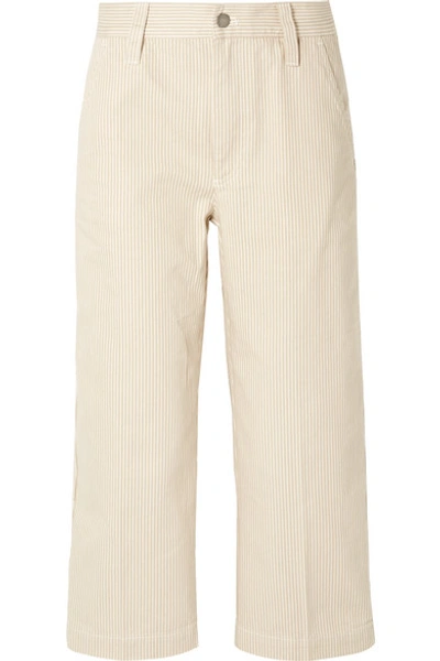 Shop Marc Jacobs Cropped Striped Cotton Straight-leg Pants In Cream