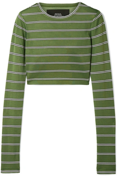 Shop Marc Jacobs Cropped Striped Jersey Top In Green