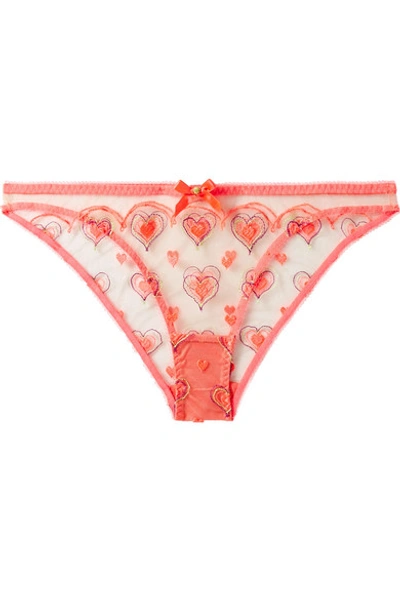 Shop Agent Provocateur Perdia Embroidered Tulle Briefs In Pink
