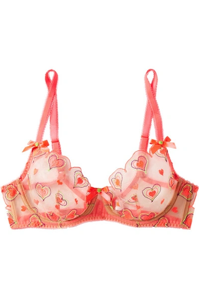 Shop Agent Provocateur Perdia Embroidered Tulle Underwired Bra In Pink
