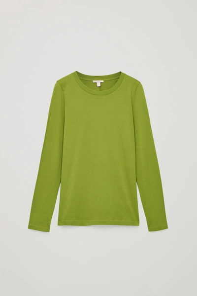 Shop Cos Straight-hem Long-sleeved Top In Green