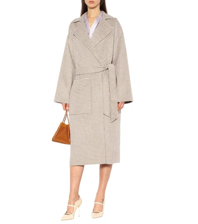 Shop Nanushka Alamo Wool And Silk Coat In Grey