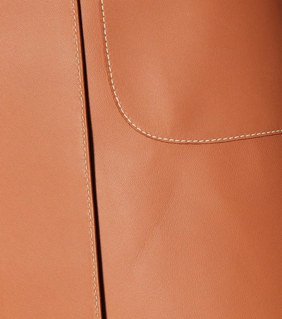 Shop Loewe Leather Coat In Brown