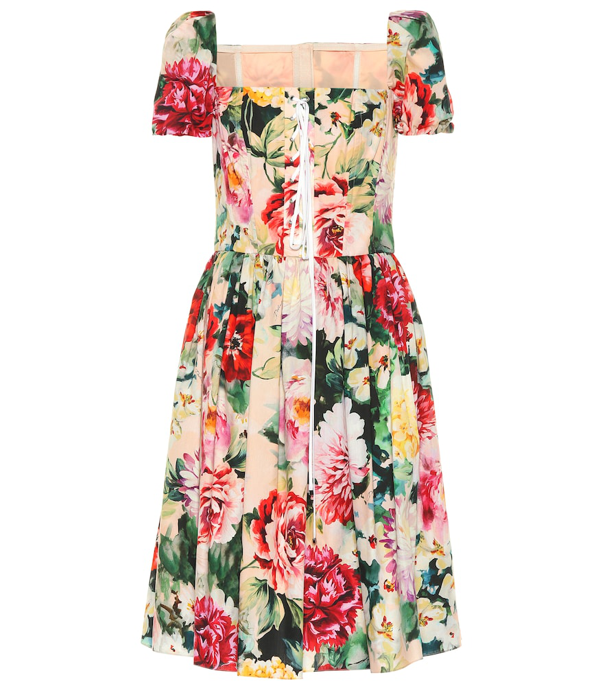 Dolce & Gabbana Floral-Print Cotton-Poplin Dress In Multicoloured ...