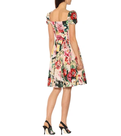 Shop Dolce & Gabbana Floral Cotton Minidress In Multicoloured