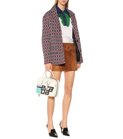 Shop Prada Suede Miniskirt In Brown