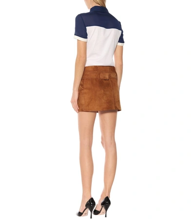 Shop Prada Suede Miniskirt In Brown