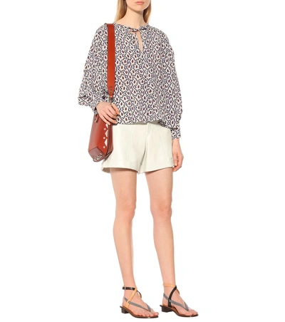 Shop Isabel Marant Amba Printed Stretch-silk Blouse In Blue