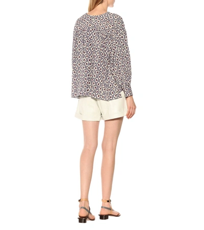 Shop Isabel Marant Amba Printed Stretch-silk Blouse In Blue