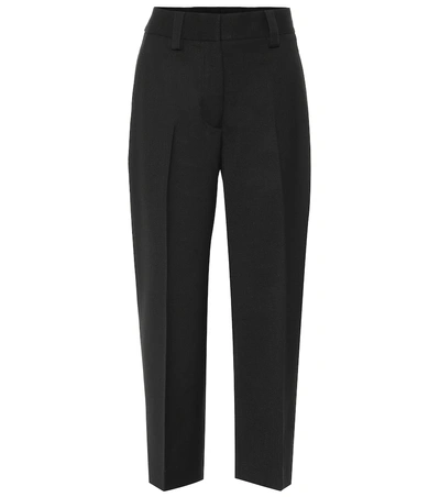 Shop Acne Studios Cropped Wool-blend Pants In Black