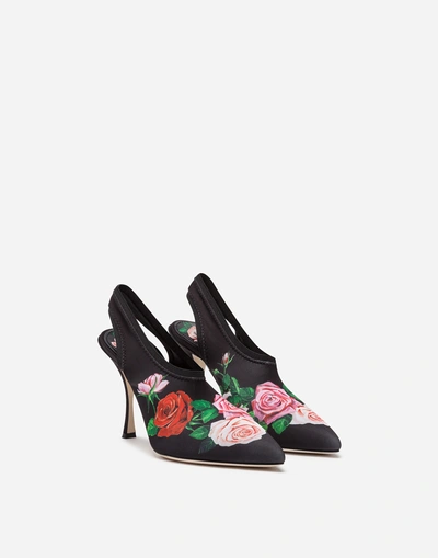 Shop Dolce & Gabbana Printed Stretch Jersey Slingbacks In Floral Print
