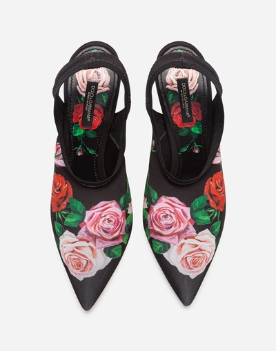 Shop Dolce & Gabbana Printed Stretch Jersey Slingbacks In Floral Print