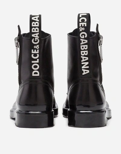 Shop Dolce & Gabbana Ankle Boot In Summer Calfskin With Immersion Finish In Black