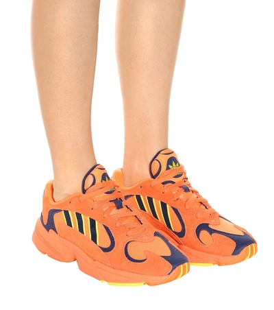 Shop Adidas Originals Yung-1 Suede Sneakers In Orange