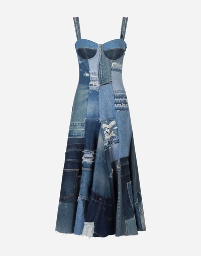 Shop Dolce & Gabbana Dress In Denim In Blue