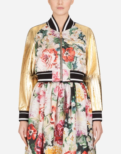 Shop Dolce & Gabbana Laminate Leather Jacket In Multi-colored