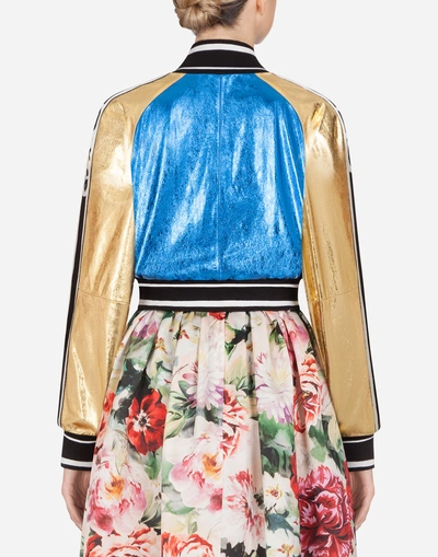 Shop Dolce & Gabbana Laminate Leather Jacket In Multi-colored