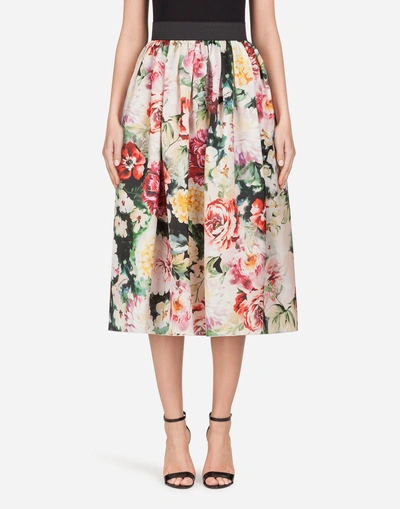 Shop Dolce & Gabbana Printed Silk Skirt In Floral Print