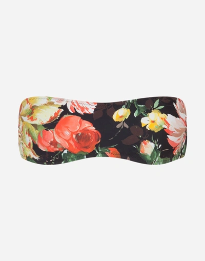 Shop Dolce & Gabbana Bandeau Bikini Top In Floral Print
