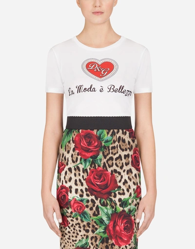 Shop Dolce & Gabbana Printed Cotton T-shirt In White