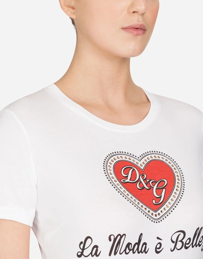 Shop Dolce & Gabbana Printed Cotton T-shirt In White