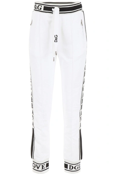 Shop Dolce & Gabbana Logo Joggers In Bianco Ottico (white)