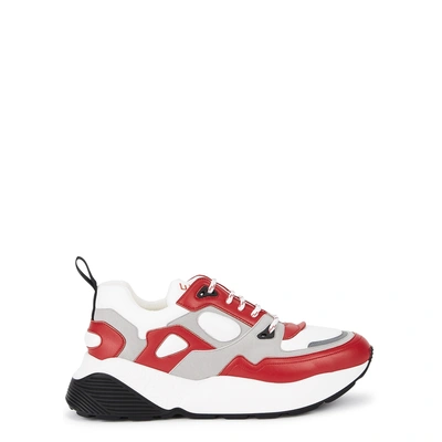 Shop Stella Mccartney Eclypse White And Red Faux Leather Trainers