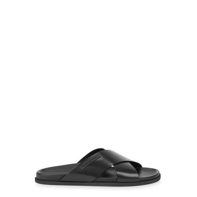 Shop Dolce & Gabbana Black Leather Sliders