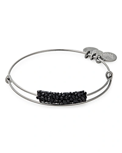 Shop Alex And Ani Midnight Fine Rocks Expandable Bracelet In Midnight Silver/black