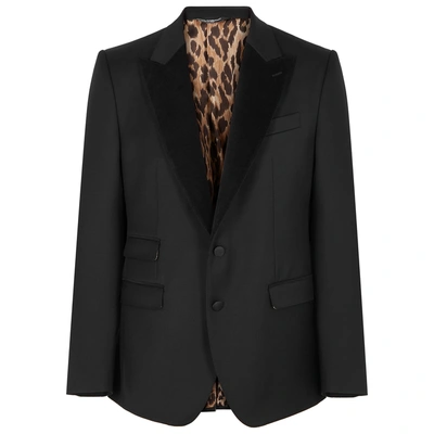 Shop Dolce & Gabbana Black Velvet And Wool-blend Tuxedo Jacket