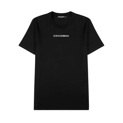 Shop Dolce & Gabbana Black Slim Logo-embroidered Cotton T-shirt