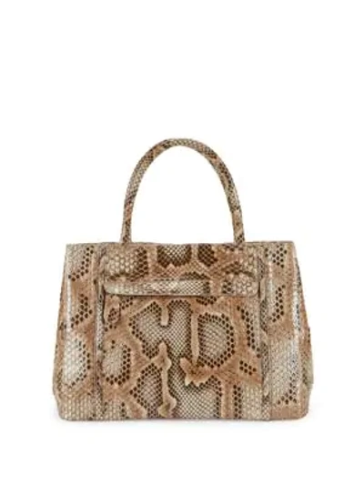 Shop Nancy Gonzalez Python Satchel In Brown