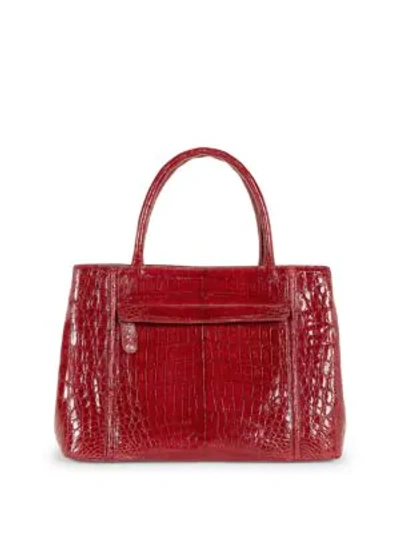 Shop Nancy Gonzalez Crocodile Leather Satchel Bag In Red
