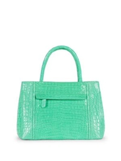 Shop Nancy Gonzalez Crocodile Leather Satchel Bag In Mint