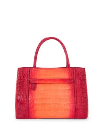 Shop Nancy Gonzalez Crocodile Leather Satchel Bag In Red Degrad