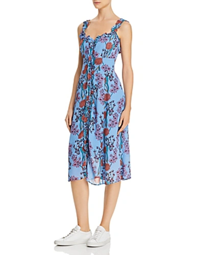 Shop Astr The Label Floral Ruffle Midi Dress In Bluebell Floral