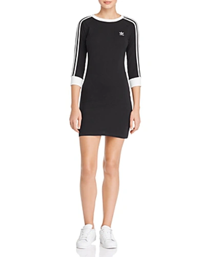 Shop Adidas Originals Triple Stripe T-shirt Dress In Black