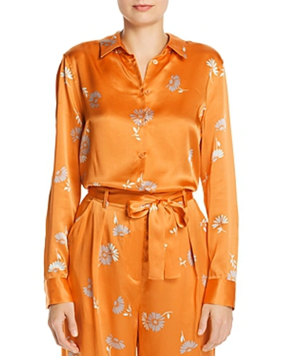 Shop Equipment Essential Floral Print Silk Top In Orange