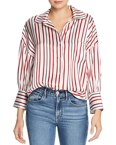 Shop Anine Bing Mia Striped Silk Shirt In Multi