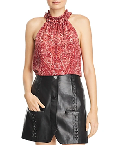 Shop Ramy Brook Loretta Sleeveless Silk Paisley-print Top In Red Combo