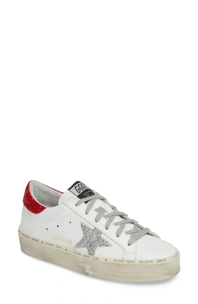 Shop Golden Goose Hi Star Embellished Sneaker In White/ Red